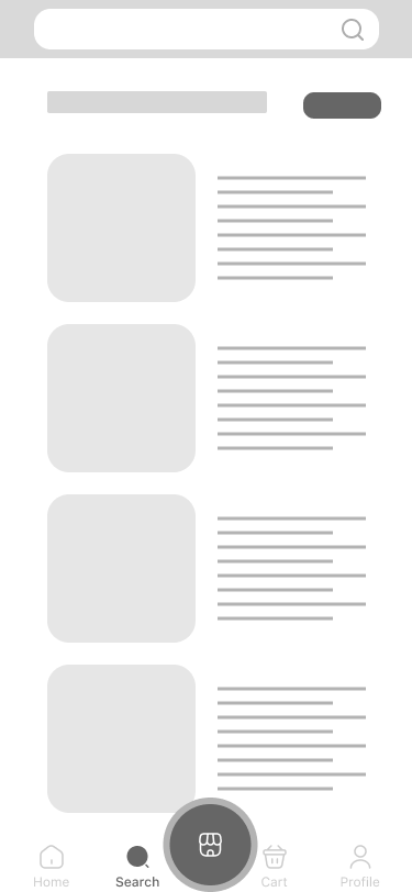 Low-fidelity wireframe of the search filter modal